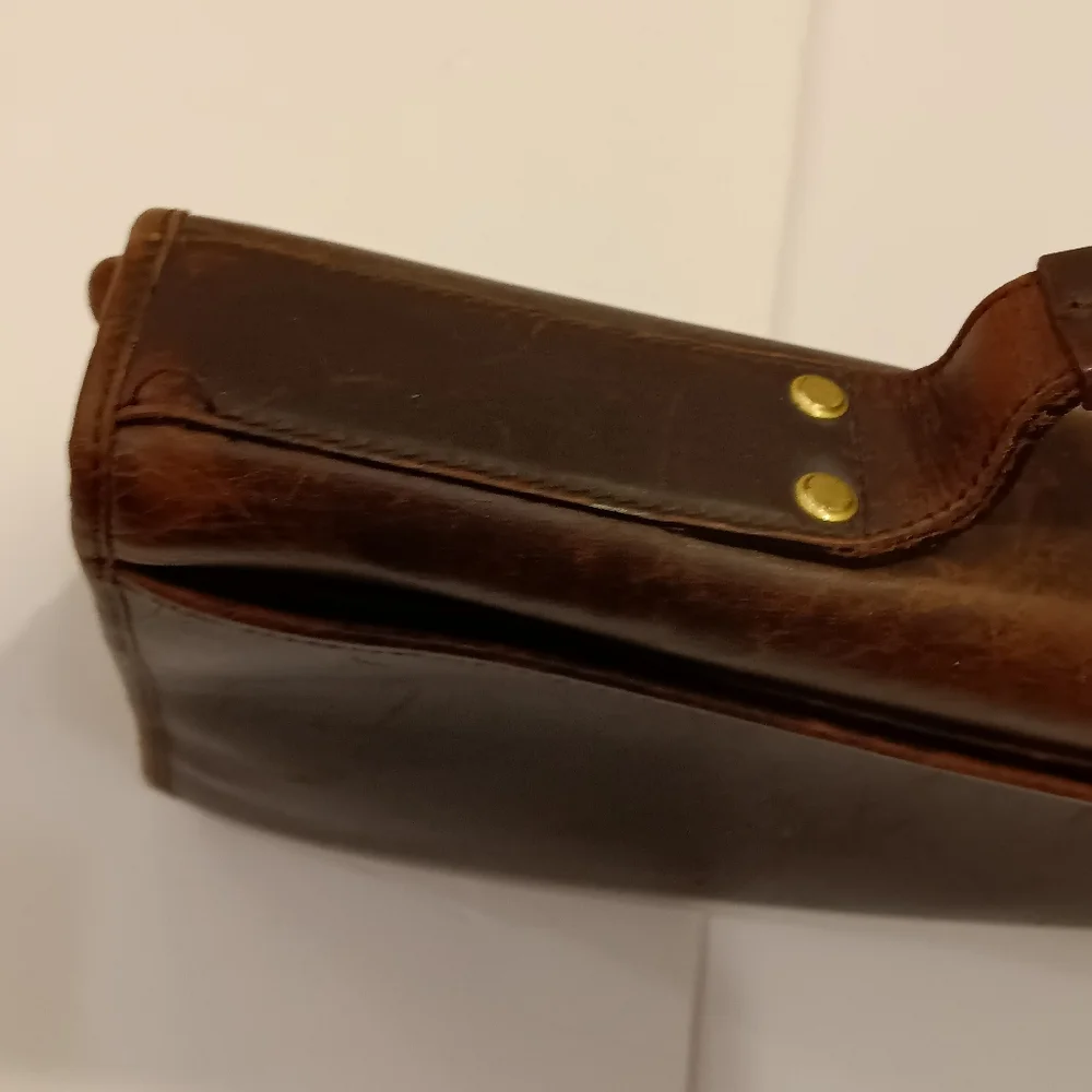 All Leather Distressed Briefcase Portfolio Brown